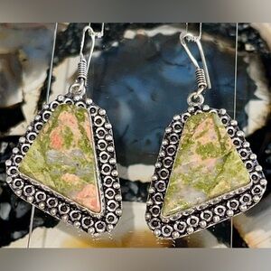 Unakite Jasper Earrings 2”